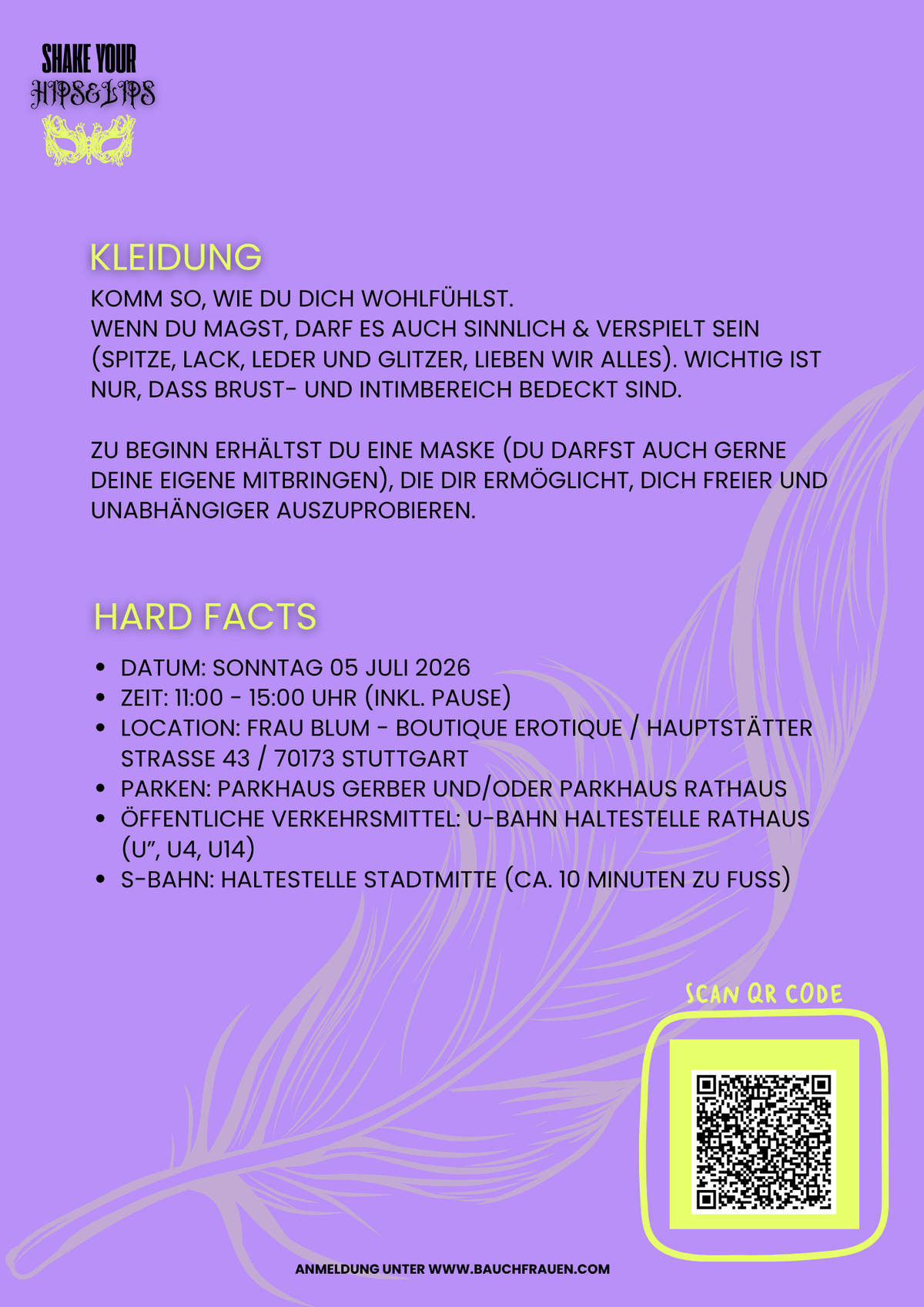 SHAKE YOUR HIPS & LIPS WORKSHOP, ein sinnlicher Tanzworkshop für schamlosere und Lustvollere Weiblichkeit