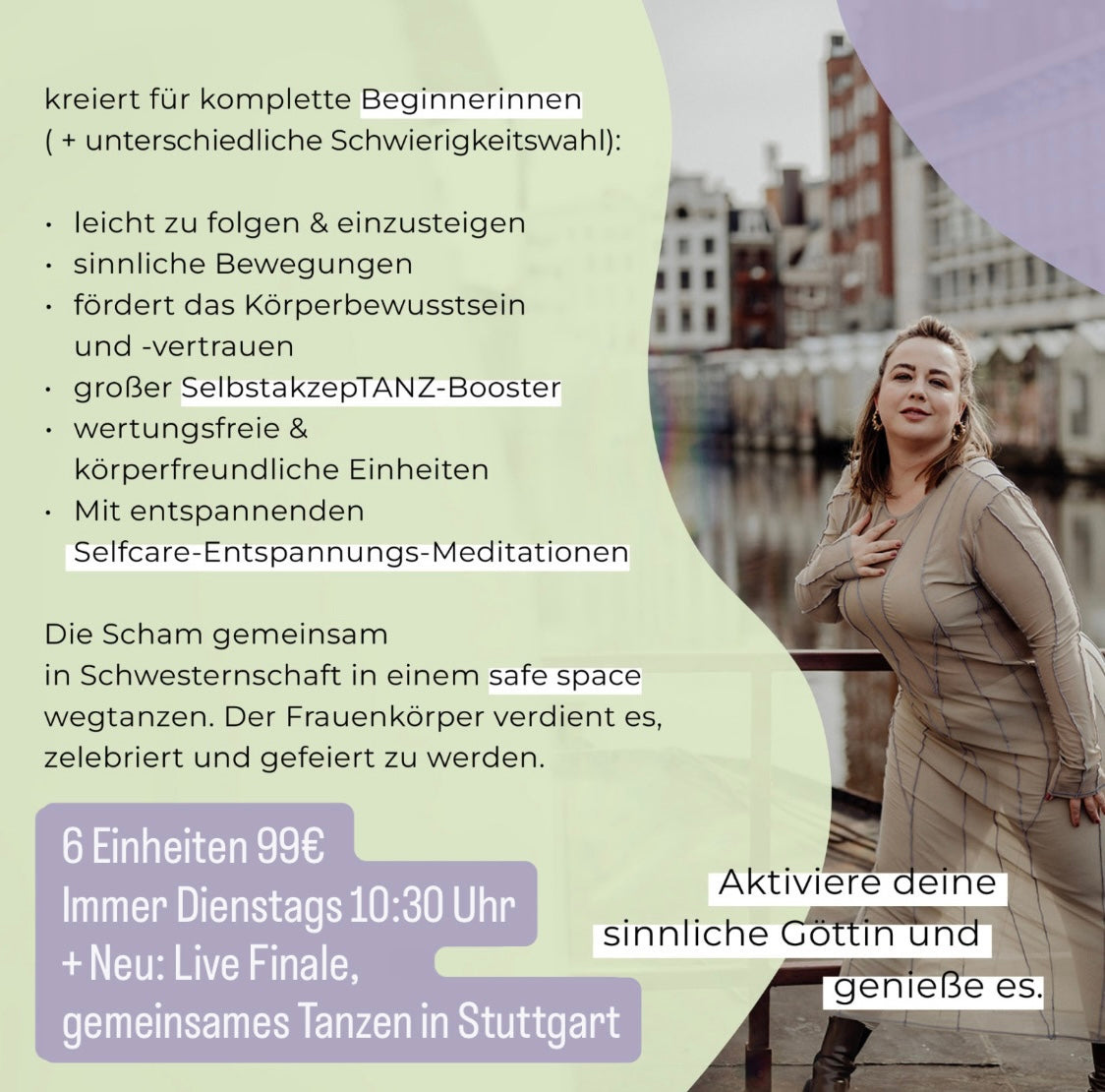 Im Oktober: Morgen-Termine; LOVE &amp; SHAKE YOUR BELLY ➡️ Dein 6-Wochen-Sinnliches-Attitude &amp; TanzErlebnis (Flexibel von zu Hause) + NEU: Live Finale, gemeinsames tanzen in Stuttgart am 23.November 2025