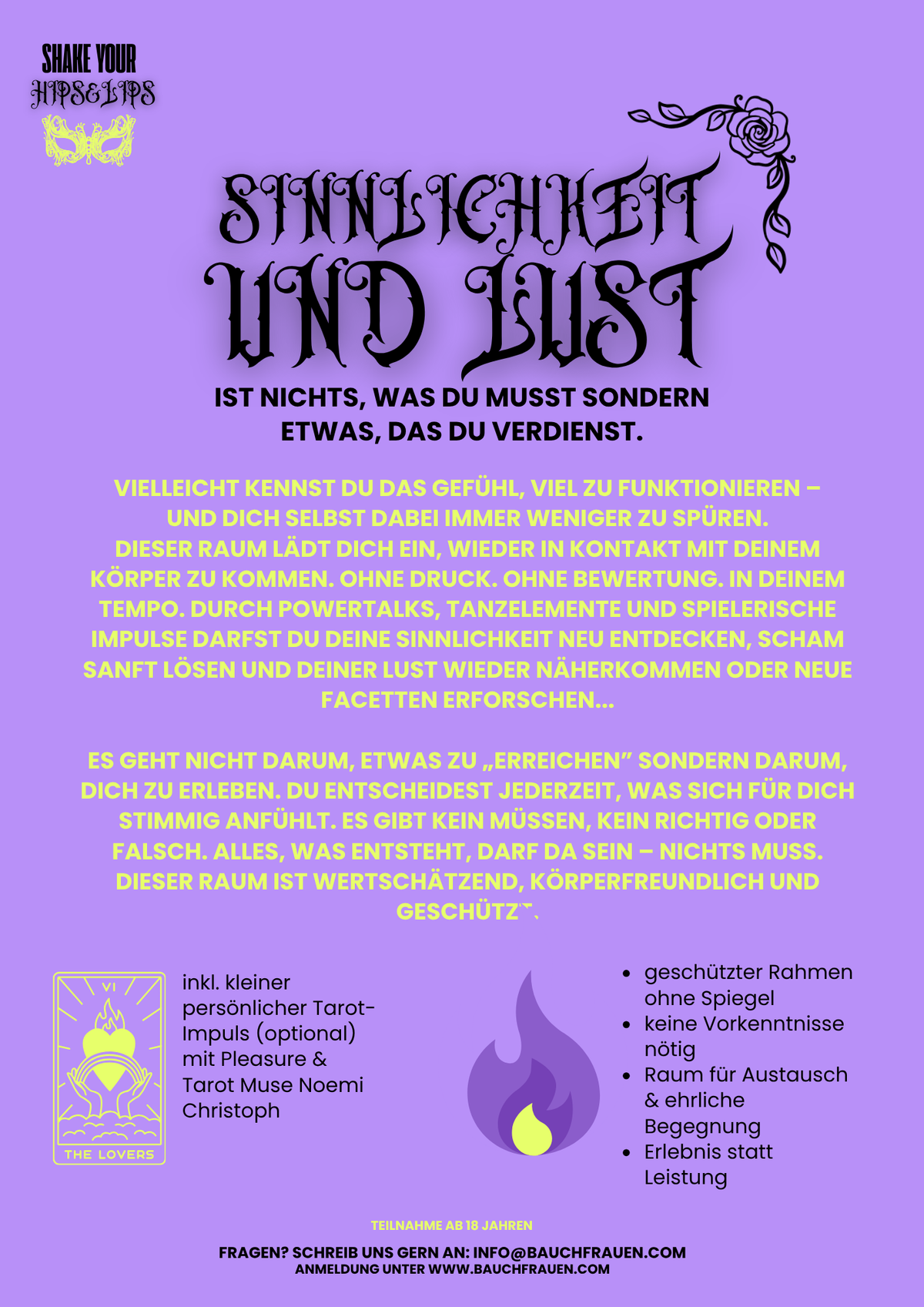 SHAKE YOUR HIPS & LIPS WORKSHOP, ein sinnlicher Tanzworkshop für schamlosere und Lustvollere Weiblichkeit